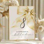 Gold Bow Bridal Shower Table Number Kaart