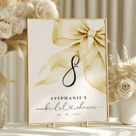 Gold Bow Bridal Shower Table Number Kaart