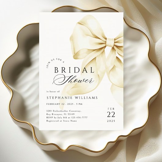 Gold Bow Bruids Douche Uitnodiging