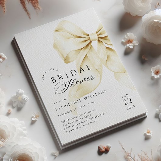 Gold Bow Bruids Douche Uitnodiging