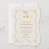Gold Bow bruiloft uitnodiging met QR-code (Voorkant)