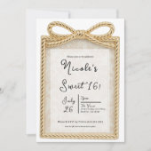 Gold Bow Cadeau Gift Box Sweet 16 Party Foto Kaart (Voorkant)