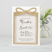 Gold Bow Cadeau Gift Box Sweet 16 Party Foto Kaart (Staand voorkant)