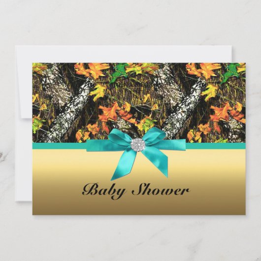 Gold Bow Camo Baby shower Kaart (Voorkant)