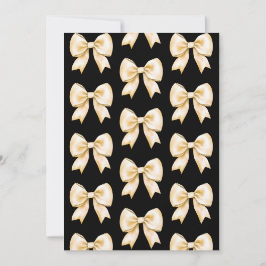 Gold Bow Coquette Script Sweet 16 Party Zwart Kaart (Achterkant)