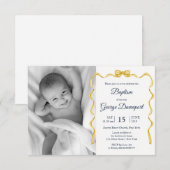 Gold Bow Doop Religieuze gebeurtenis aangepaste fo Kaart (Voorkant / Achterkant)