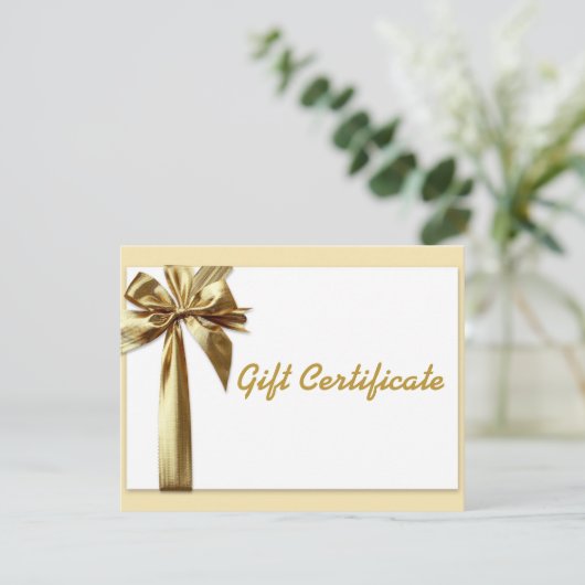 Gold Bow Editable Gift Certificate (Staand voorkant)