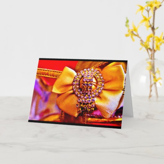 Gold Bow en Crystals Kaart (Gele Bloem)
