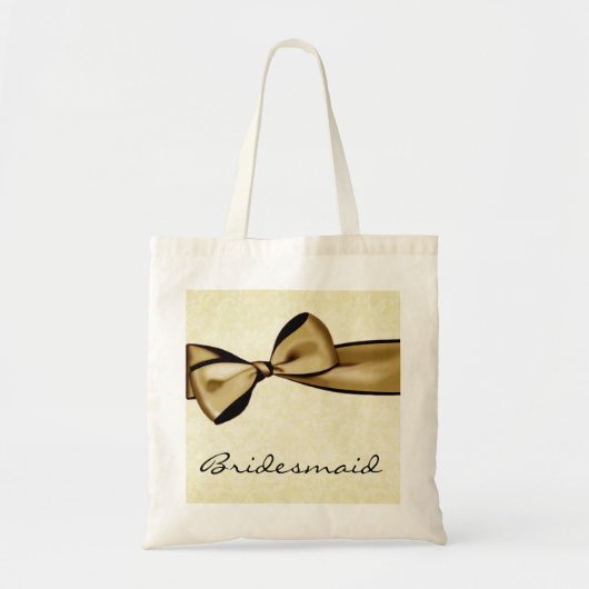 Gold Bow en Damask Wedding Sjabloon Tote Bag (Voorkant)
