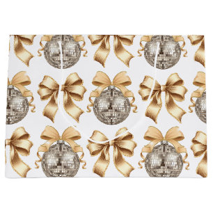 Gold Bow en Disco Ball Grote Gift Bag – Glam Up Groot Cadeauzakje