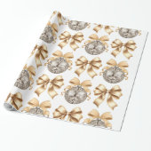 Gold Bow en Disco Ball Wrapping Paper Cadeaupapier (Uitgerold)