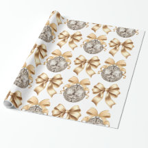 Gold Bow en Disco Ball Wrapping Paper