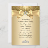 Gold Bow en Tiara Quinceanera Kaart (Achterkant)