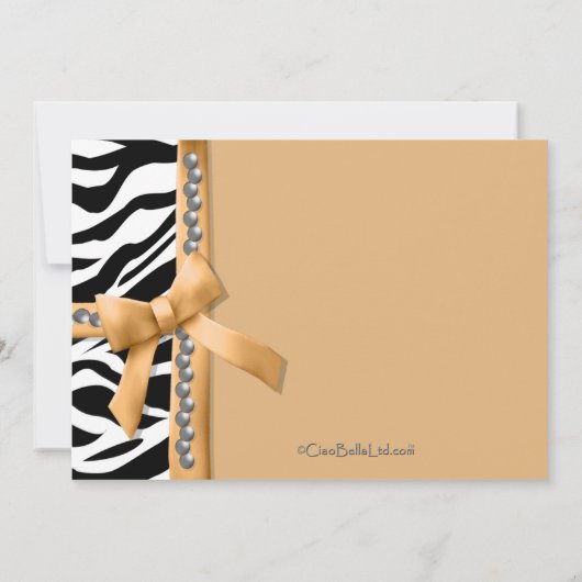 Gold Bow en Zebra gestreepte Birthday Party Invite Kaart (Achterkant)