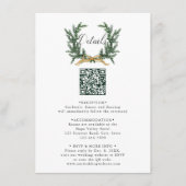 Gold Bow & Evergreen Pine Wreath Wedding Details Informatiekaartje (Voorkant)