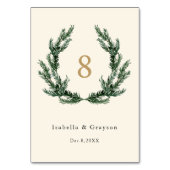 Gold Bow & Evergreen Pine Wreath Wedding Ivory Kaart (Achterkant)