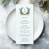 Gold Bow & Evergreen Wreath Mint Wedding Menu
