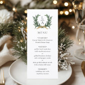 Gold Bow & Evergreen Wreath Wedding Menu