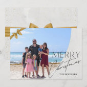 Gold Bow Familie Foto Kerst Kaart (Voorkant / Achterkant)