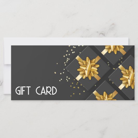 Gold Bow Festive Modern Black Cadebox Cadeaukaart (Voorkant)