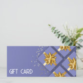 Gold Bow Festive Modern Blue Cadebox Cadeaukaart (Staand voorkant)