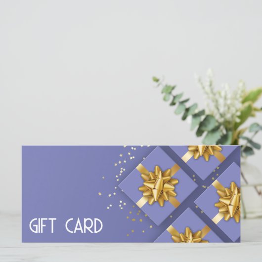Gold Bow Festive Modern Blue Cadebox Cadeaukaart (Staand voorkant)