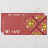 Gold Bow Festive Modern Red Cadebox Cadeaukaart (Voorkant / Achterkant)