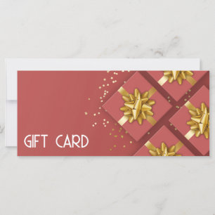 Gold Bow Festive Modern Red Cadebox Cadeaukaart