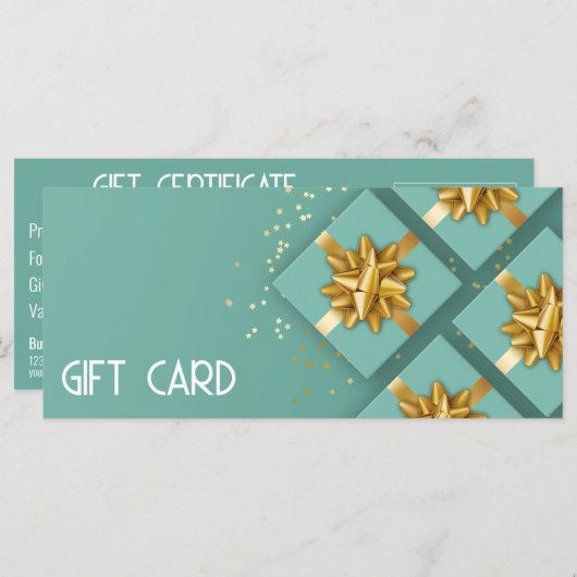 Gold Bow Festive Moderne Mint Cadeaudoos (Voorkant / Achterkant)