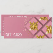 Gold Bow Festive Moderne Roze Cadeaudoos Cadeaukaa (Voorkant / Achterkant)