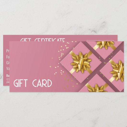 Gold Bow Festive Moderne Roze Cadeaudoos Cadeaukaa (Voorkant / Achterkant)