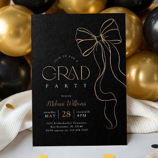 Gold Bow Graduation Invitation Folie Uitnodiging
