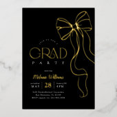 Gold Bow Graduation Invitation Folie Uitnodiging (Voorkant)