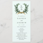 Gold Bow & Green Garland Wedding Ceremony Mint Programmakaart (Voorkant)