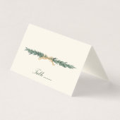 Gold Bow & Greenery Border Ivory Place Card Kaart (Voorkant)