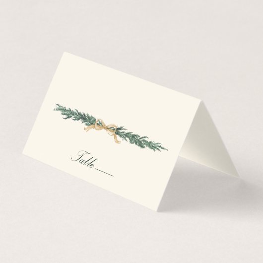 Gold Bow & Greenery Border Ivory Place Card Kaart (Voorkant)