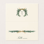 Gold Bow & Greenery Border Ivory Place Card Kaart (Buitenkant ongevouwen)