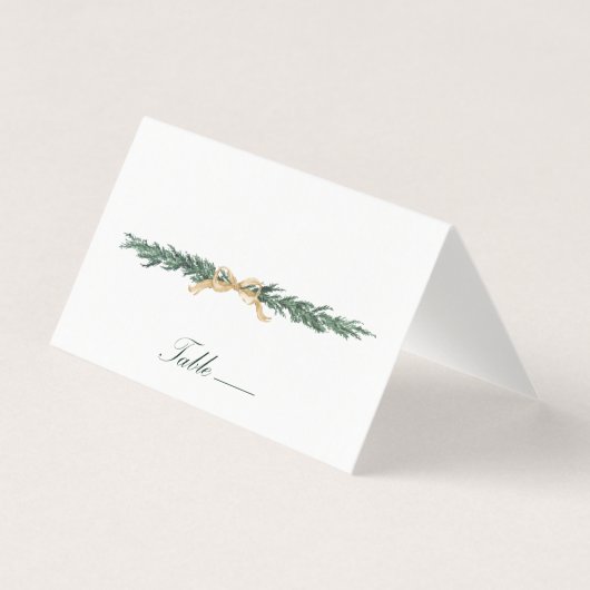Gold Bow & Greenery Border Wedding Place Card Kaart (Voorkant)