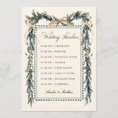 Gold Bow & Greenery Garland Wedding Timeline Ivory Programmakaart (Voorkant)