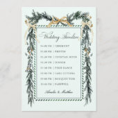 Gold Bow & Greenery Garland Wedding Timeline Mint Programmakaart (Voorkant)