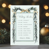 Gold Bow & Greenery Garland Wedding Timeline Mint Programmakaart