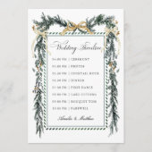 Gold Bow & Greenery Garland Wedding Timeline Programmakaart (Voorkant)