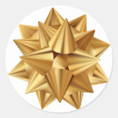 Gold Bow kerstfeestdag Ronde Sticker (Voorkant)