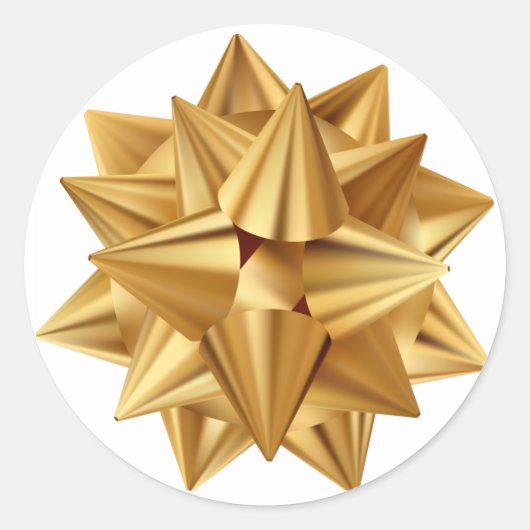 Gold Bow kerstfeestdag Ronde Sticker (Voorkant)