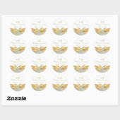 Gold Bow Leaf White 50th Wedding Jubileum Ronde Sticker (Vel)