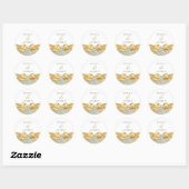 Gold Bow Leaf White Wedding Verloving Jubileum Ronde Sticker (Vel)