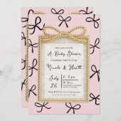 Gold Bow Lijst & Little Black Bows Baby shower Kaart (Voorkant / Achterkant)