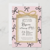 Gold Bow Lijst Little Black Bows Roze 1e verjaarda Kaart (Voorkant)