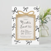 Gold Bow Lijst & Little Black Bows Sweet 16 Foto Kaart (Staand voorkant)