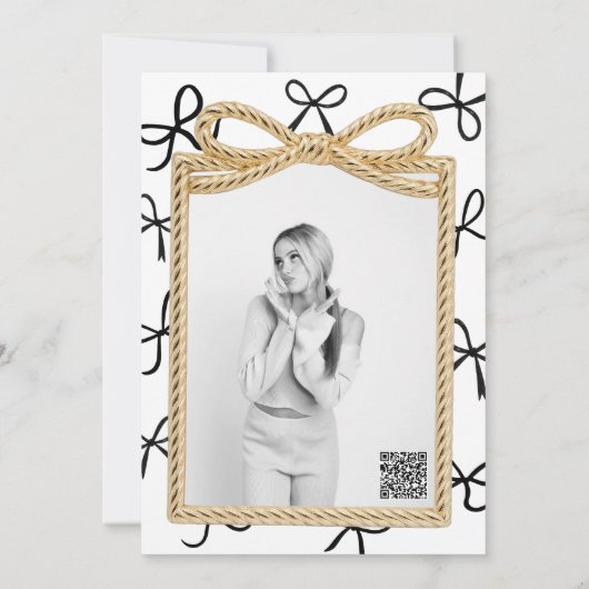 Gold Bow Lijst & Little Black Bows Verjaardag Kaart (Achterkant)